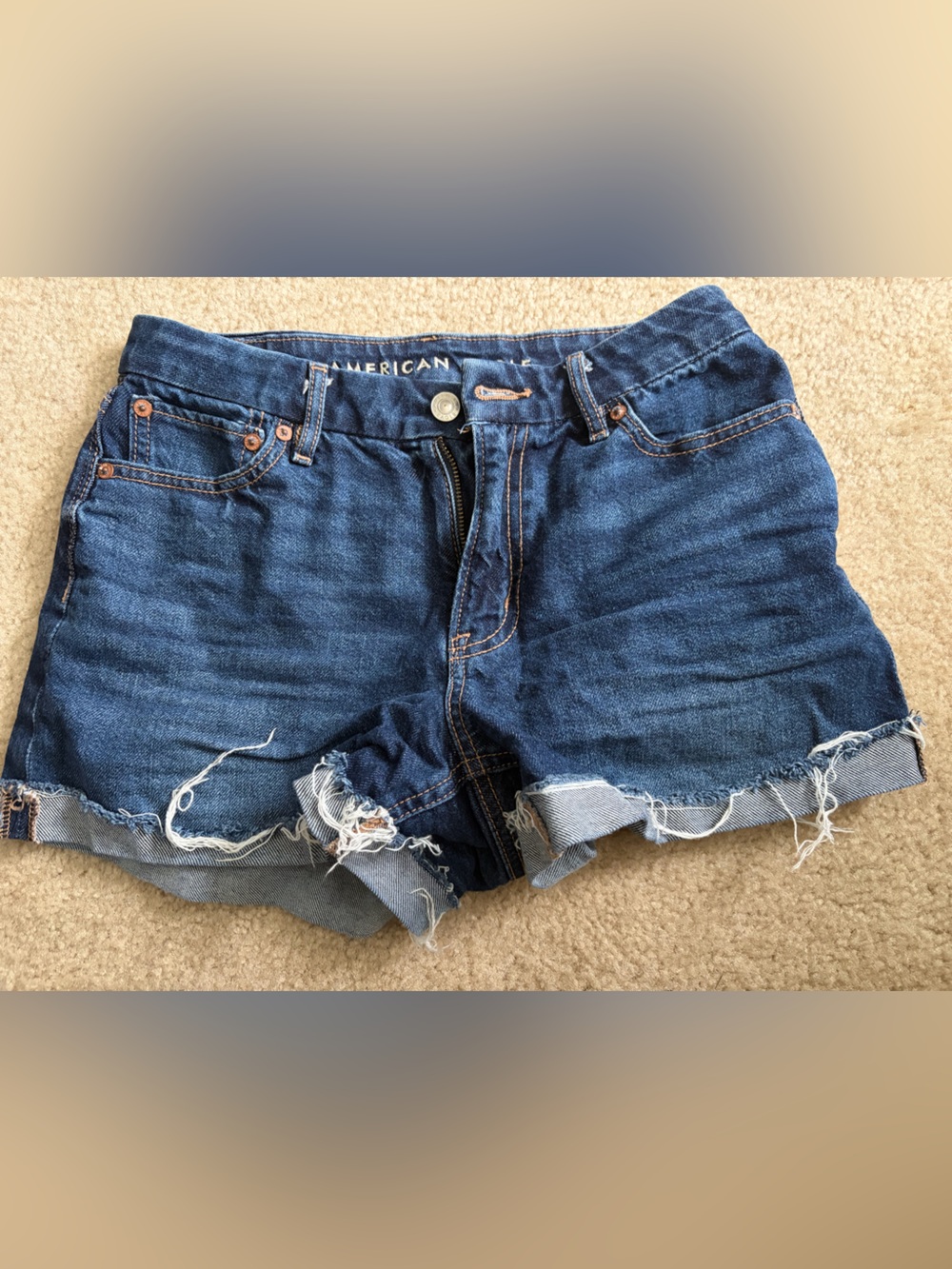 Dark washed Curvy Relaxed American Eagle Shorts